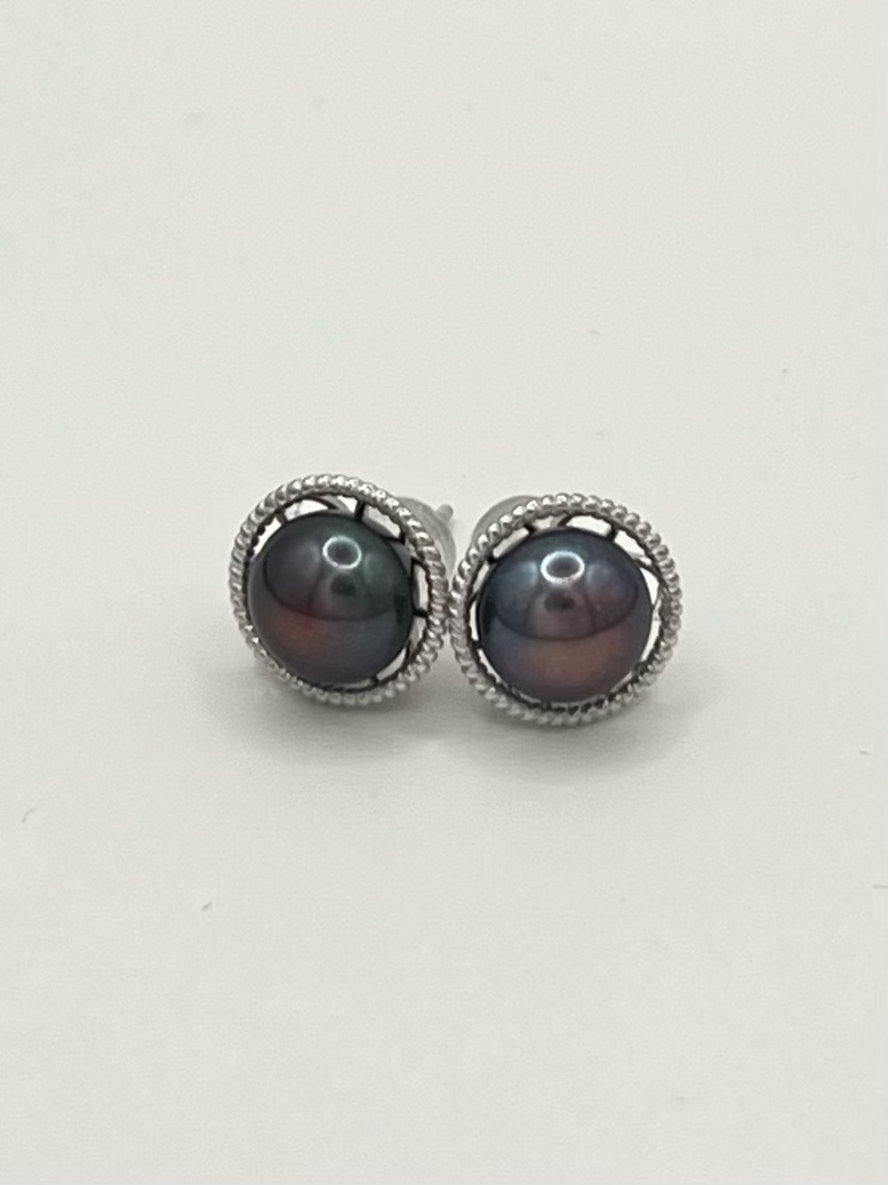 Freshwater Pearl Stud Earrings – Sterling Silver Dark Pearl Earrings